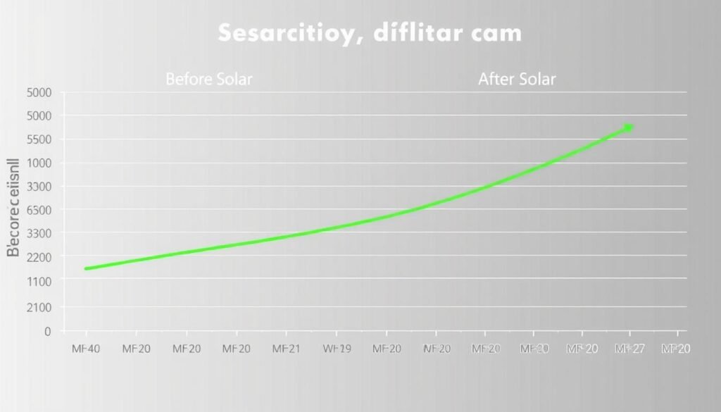 Graph showing electricity bill reduction after solar panel installation with before and after comparison Graph showing electricity bill reduction after solar panel installation with before and after comparison