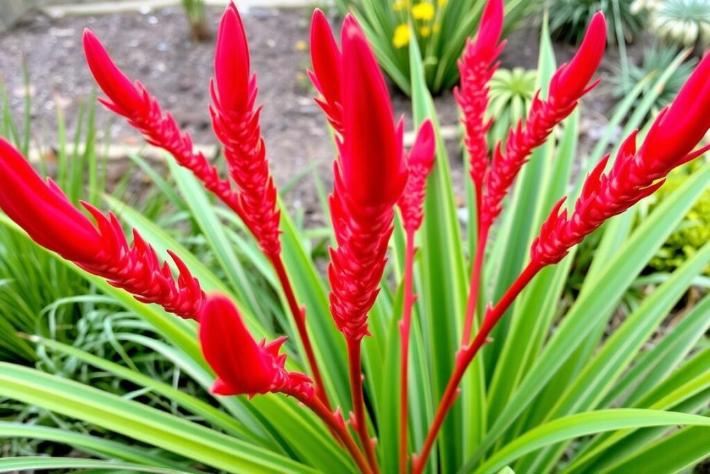 Kangaroo Paw plants with distinctive red flowers Kangaroo Paw plants with distinctive red flowers
