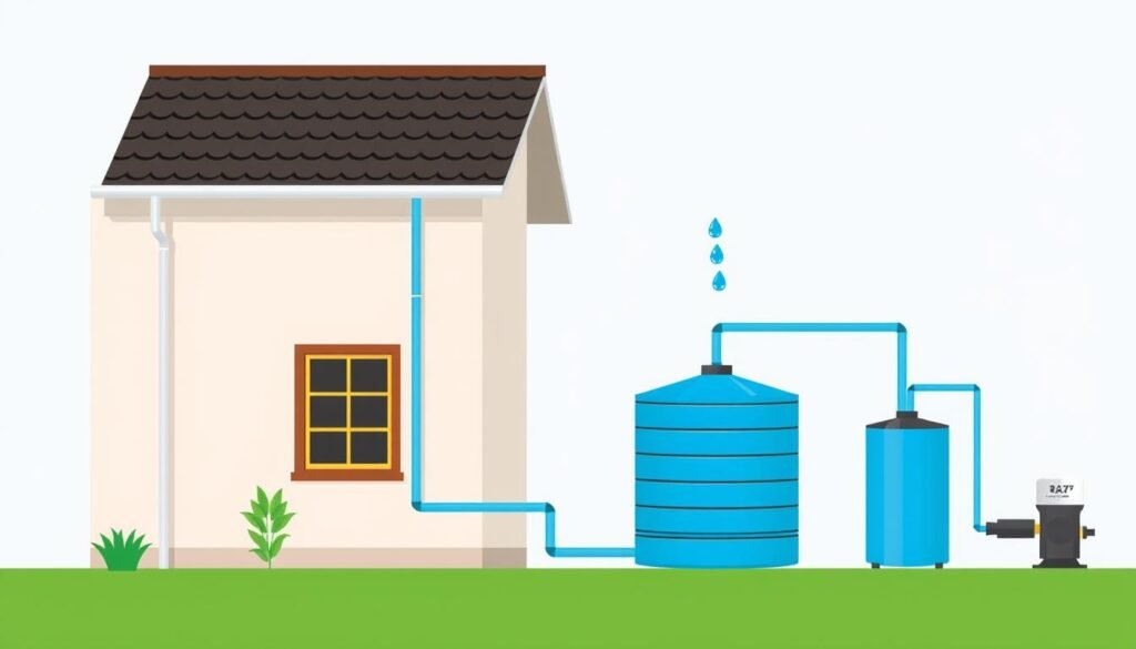 Rainwater harvesting system connected to a house Rainwater harvesting system connected to a house