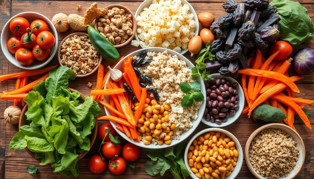 Plant-based meal with local seasonal produce representing sustainable food choices